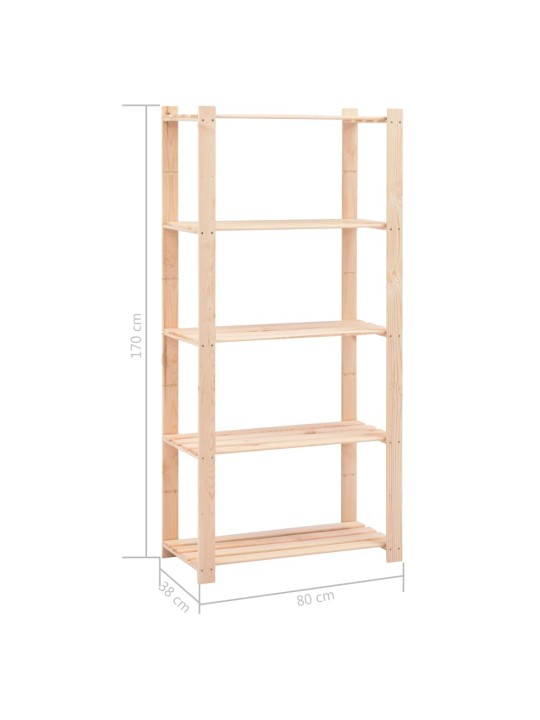 Úložný regál 5 polic 2 ks 80x38x170 cm masivní borovice 250 kg
