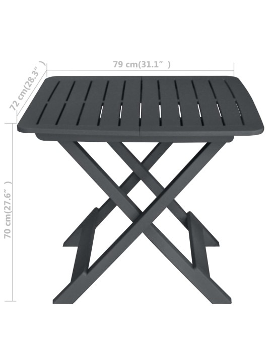 3dílný skládací bistro set plastový antracitový