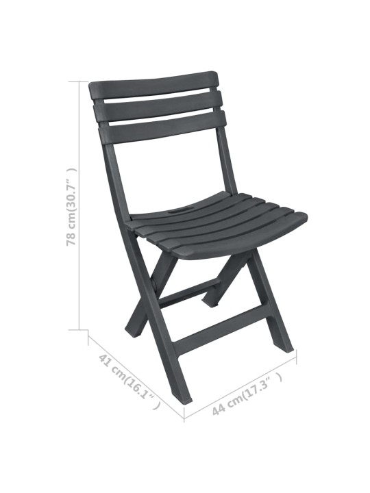 3dílný skládací bistro set plastový antracitový