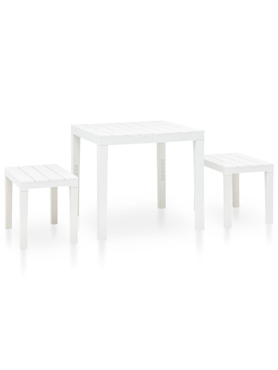 Zahradní stůl se 2 lavicemi plast bílý