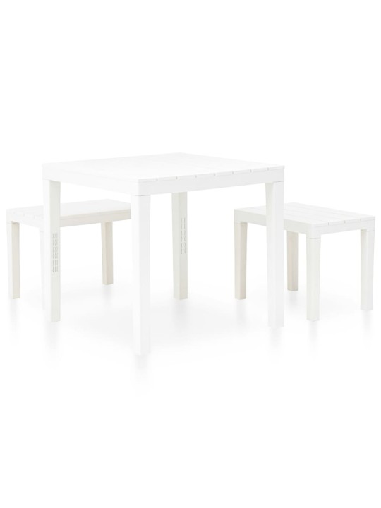 Zahradní stůl se 2 lavicemi plast bílý