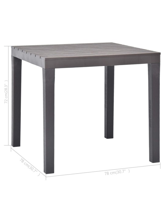 Zahradní stůl 78 x 78 x 72 cm kávový plast