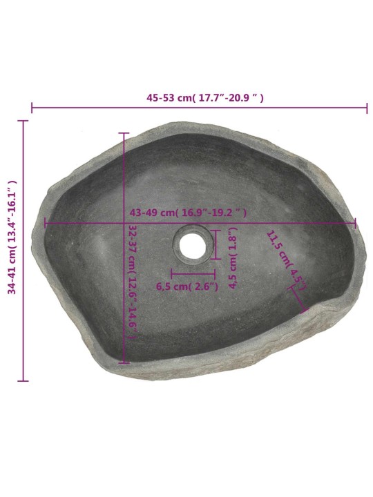 Umyvadlo říční kámen oválné (45–53) x (34–41) cm