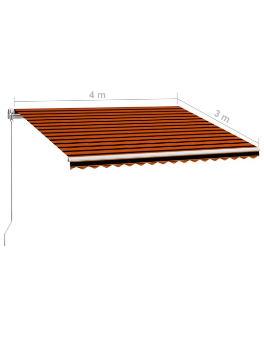Ručně zatahovací markýza 400 x 300 cm oranžovo-hnědá