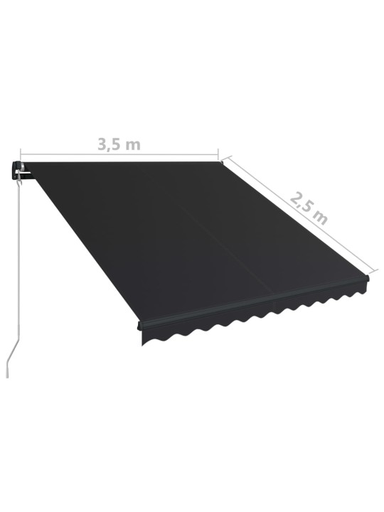 Ručně zatahovací markýza 350 x 250 cm antracitová