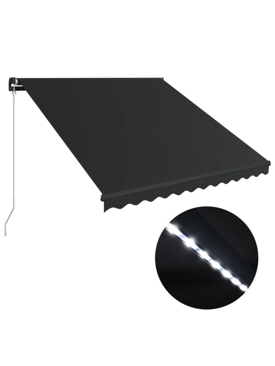 Ručně zatahovací markýza s LED světlem 300 x 250 cm antracitová