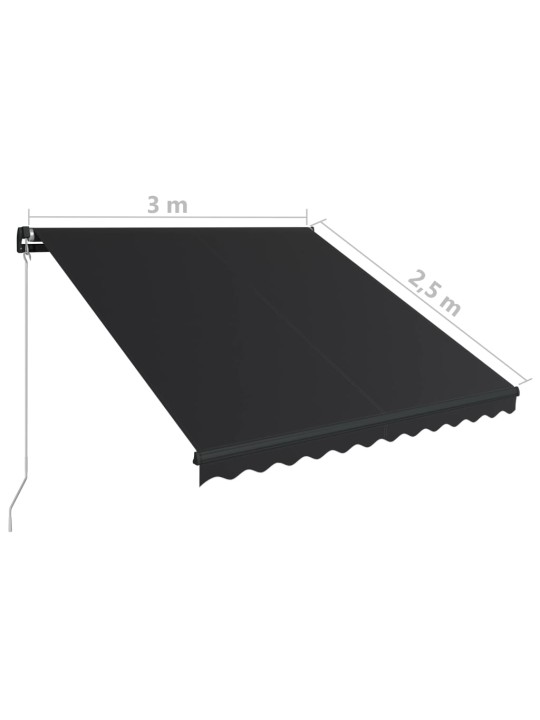 Ručně zatahovací markýza s LED světlem 300 x 250 cm antracitová