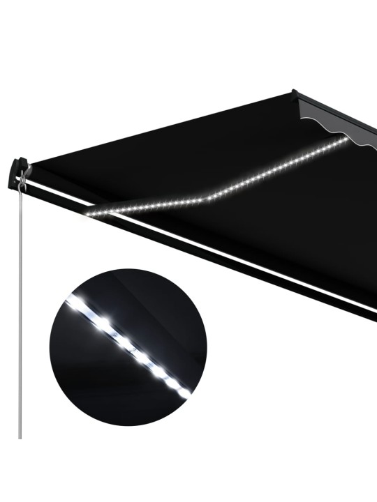 Ručně zatahovací markýza s LED světlem 300 x 250 cm antracitová