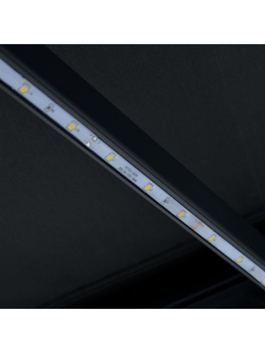 Ručně zatahovací markýza s LED světlem 300 x 250 cm antracitová