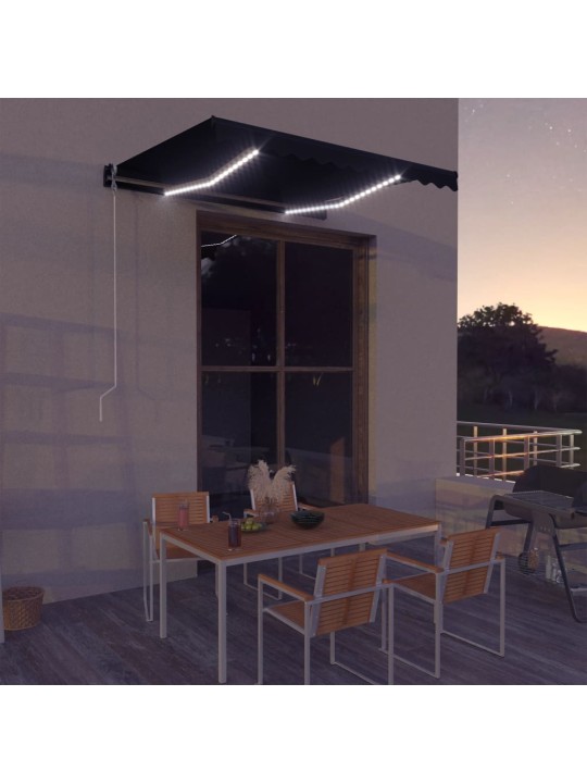Ručně zatahovací markýza s LED světlem 300 x 250 cm antracitová