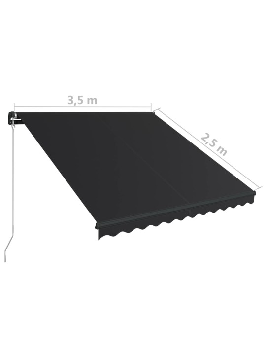 Ručně zatahovací markýza s LED světlem 350 x 250 cm antracitová