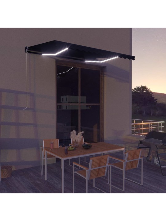 Ručně zatahovací markýza s LED světlem 350 x 250 cm antracitová