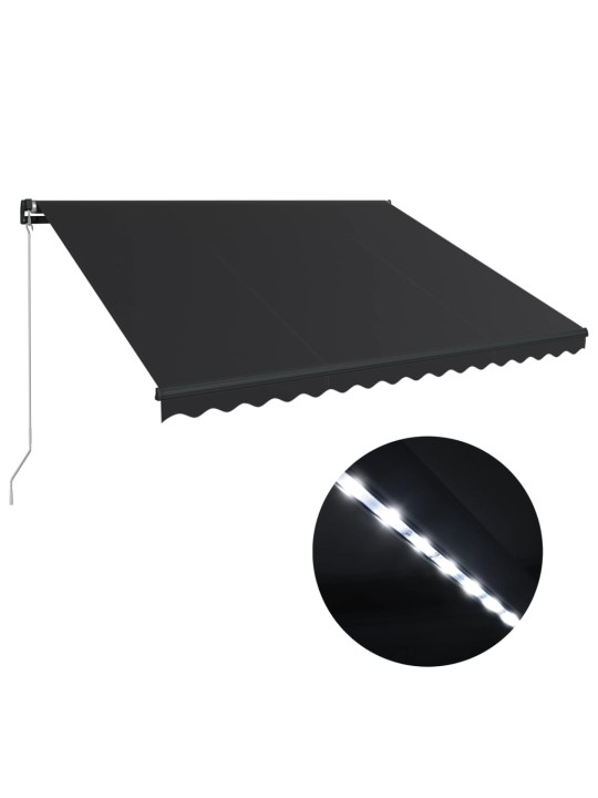 Ručně zatahovací markýza s LED světlem 450 x 300 cm antracitová
