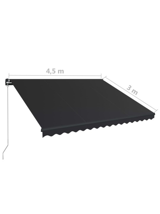 Ručně zatahovací markýza s LED světlem 450 x 300 cm antracitová