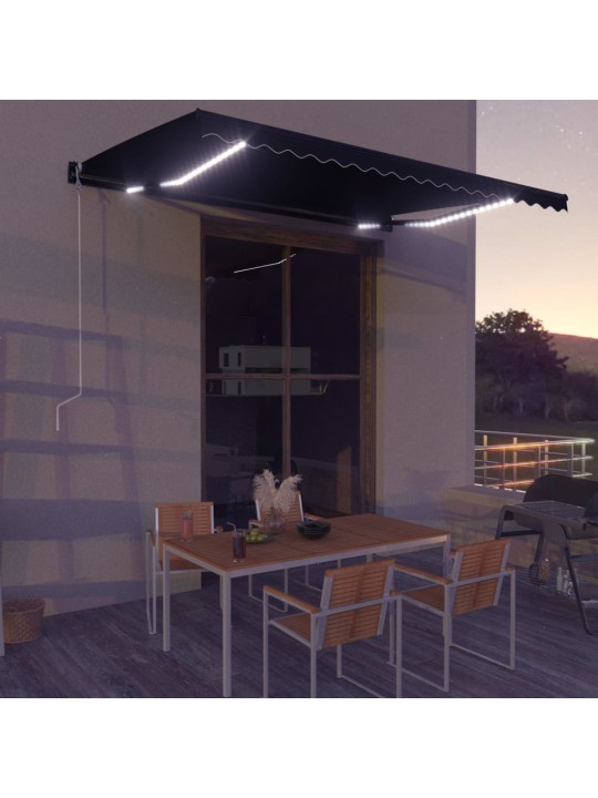 Ručně zatahovací markýza s LED světlem 450 x 300 cm antracitová