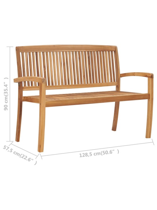 2místná stohovatelná zahradní lavice 128,5 cm masivní teak