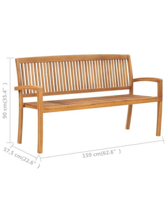 3místná stohovatelná zahradní lavice 159 cm masivní teak