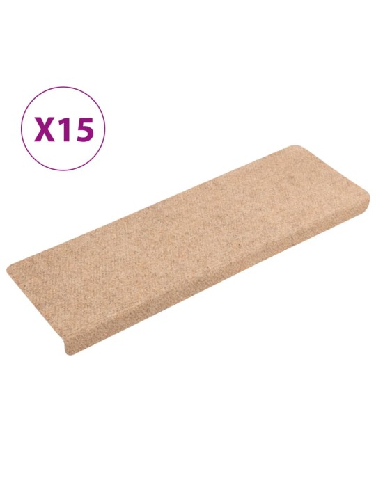 Nášlapy na schody 15 ks vpichované 65x21x4 cm krémová