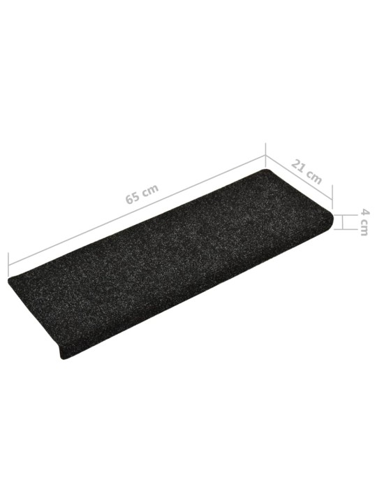 Nášlapy na schody 15 ks vpichované 65x21x4 cm černé