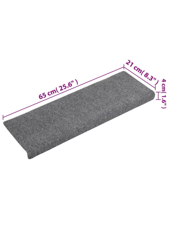 Nášlapy na schody 15 ks vpichované 65x21x4 cm světle šedé