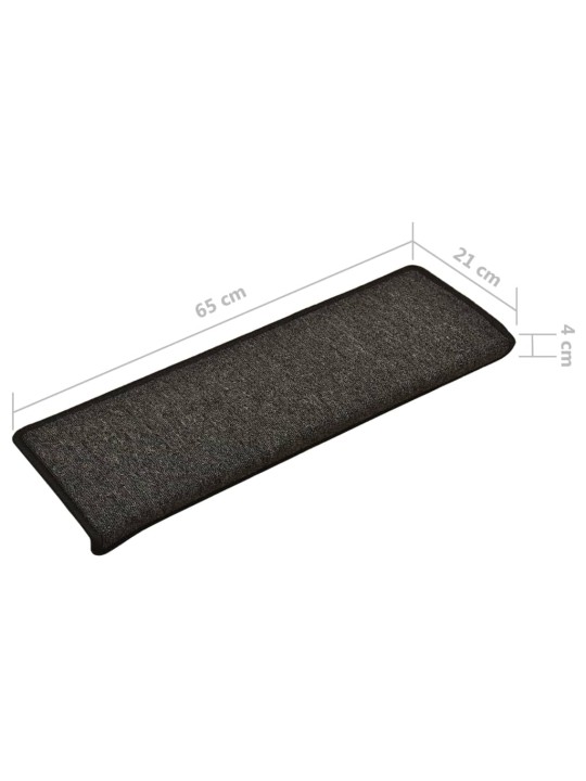 Kobercové nášlapy na schody 15 ks 65x21x4 cm antracitové