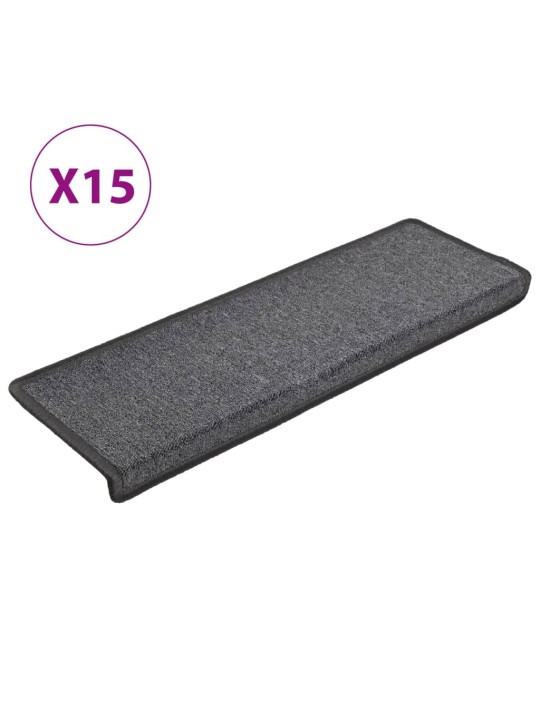 Kobercové nášlapy na schody 15 ks 65x21x4 cm tmavě šedé