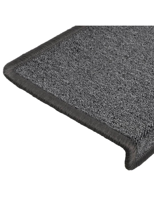 Kobercové nášlapy na schody 15 ks 65x21x4 cm tmavě šedé
