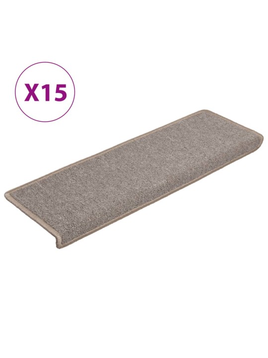Kobercové nášlapy na schody 15 ks 65x21x4 cm světle hnědé