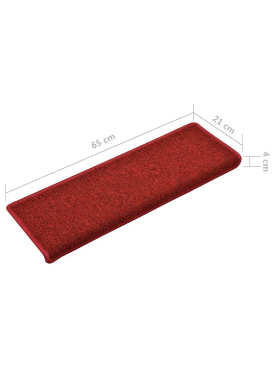 Kobercové nášlapy na schody 15 ks 65x21x4 cm červené