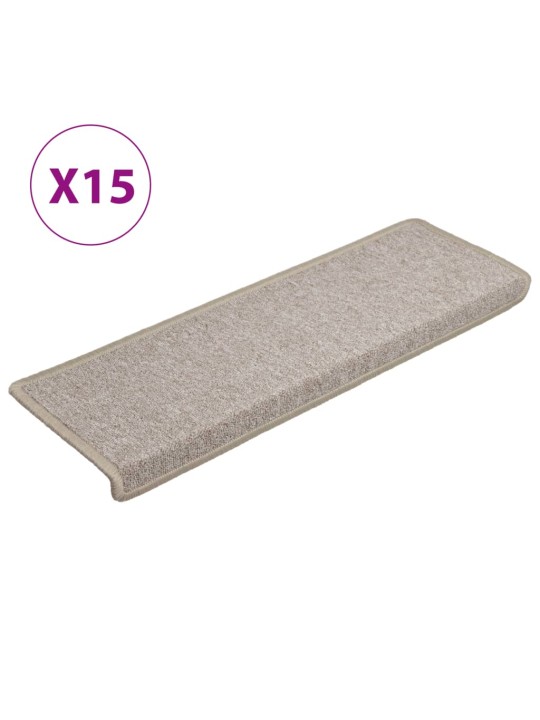 Kobercové nášlapy na schody 15 ks 65x21x4 cm taupe