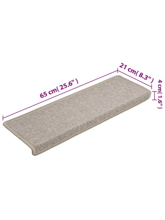 Kobercové nášlapy na schody 15 ks 65x21x4 cm taupe
