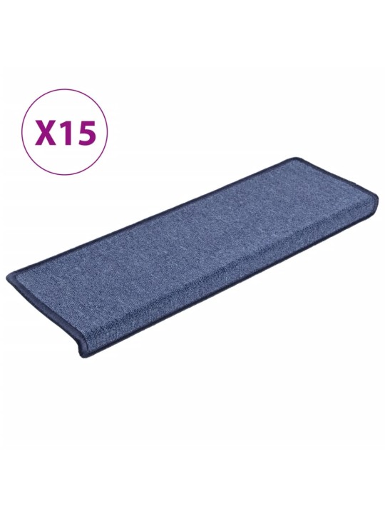 Kobercové nášlapy na schody 15 ks 65x21x4 cm modré