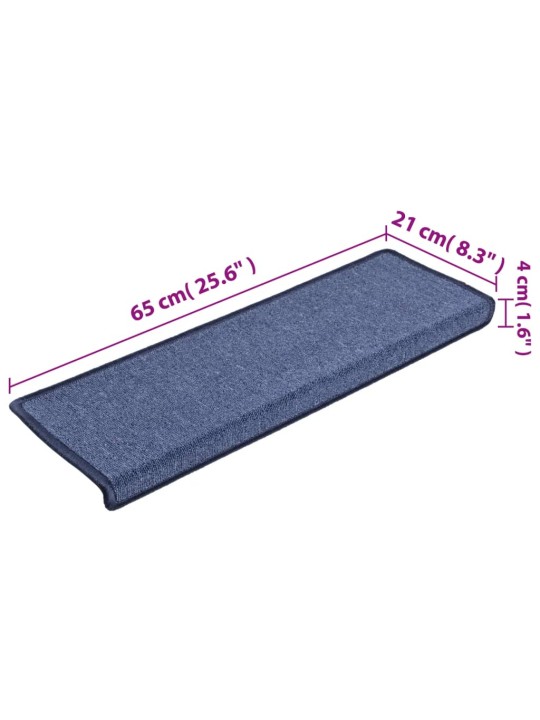 Kobercové nášlapy na schody 15 ks 65x21x4 cm modré