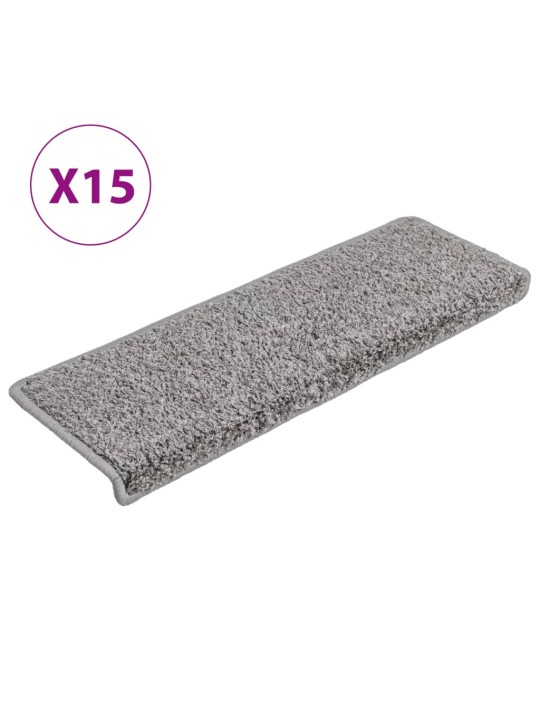 Kobercové nášlapy na schody 15 ks 65x21x4 cm šedé