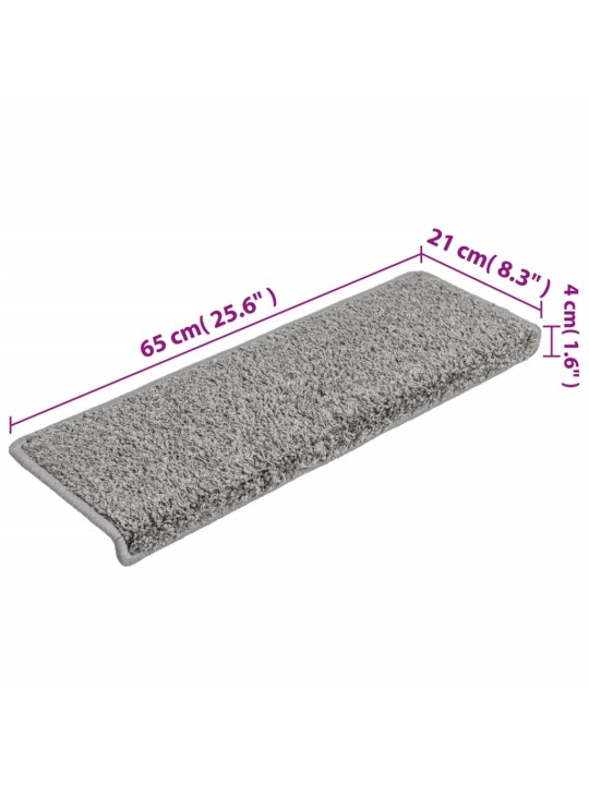 Kobercové nášlapy na schody 15 ks 65x21x4 cm šedé