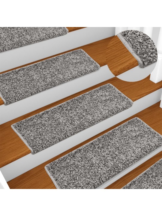 Kobercové nášlapy na schody 15 ks 65x21x4 cm šedé