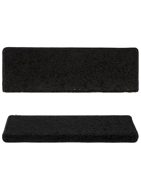 Kobercové nášlapy na schody 15 ks 65x21x4 cm černé