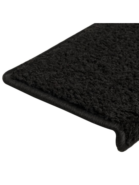 Kobercové nášlapy na schody 15 ks 65x21x4 cm černé