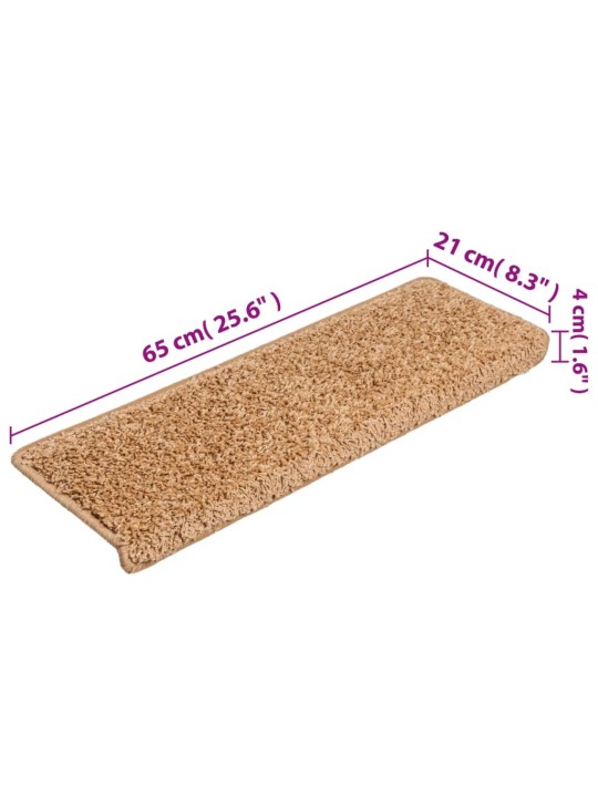 Kobercové nášlapy na schody 15 ks 65x21x4 cm béžové