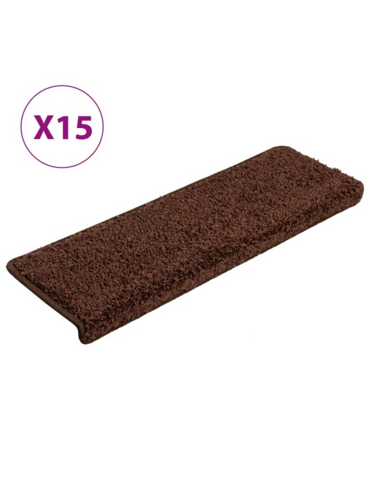 Kobercové nášlapy na schody 15 ks 65x21x4 cm hnědé