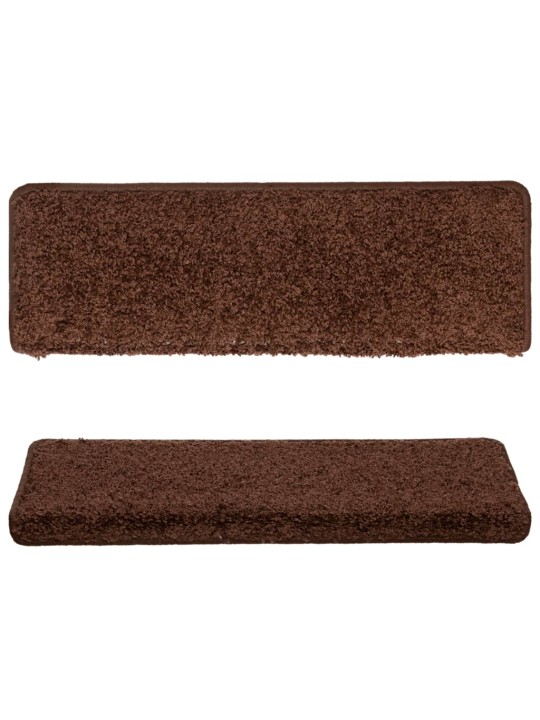 Kobercové nášlapy na schody 15 ks 65x21x4 cm hnědé