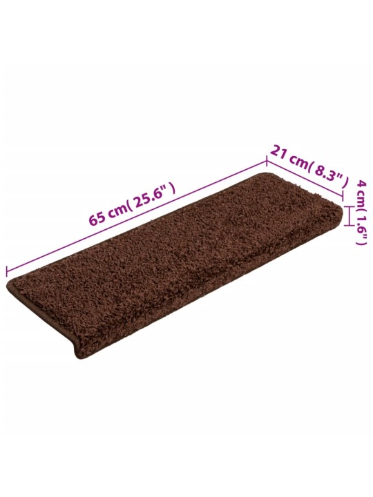 Kobercové nášlapy na schody 15 ks 65x21x4 cm hnědé