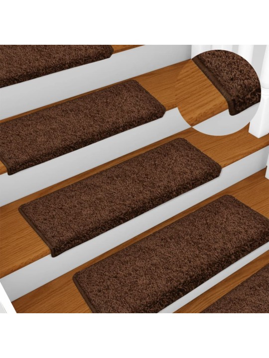 Kobercové nášlapy na schody 15 ks 65x21x4 cm hnědé