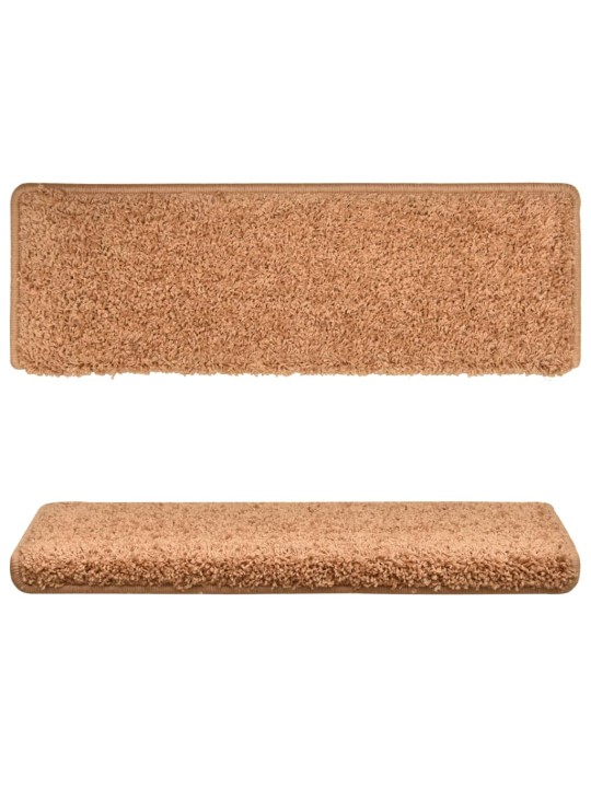 Kobercové nášlapy na schody 15 ks 65x21x4 cm hnědé