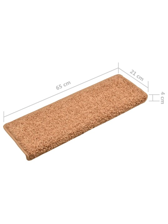 Kobercové nášlapy na schody 15 ks 65x21x4 cm hnědé