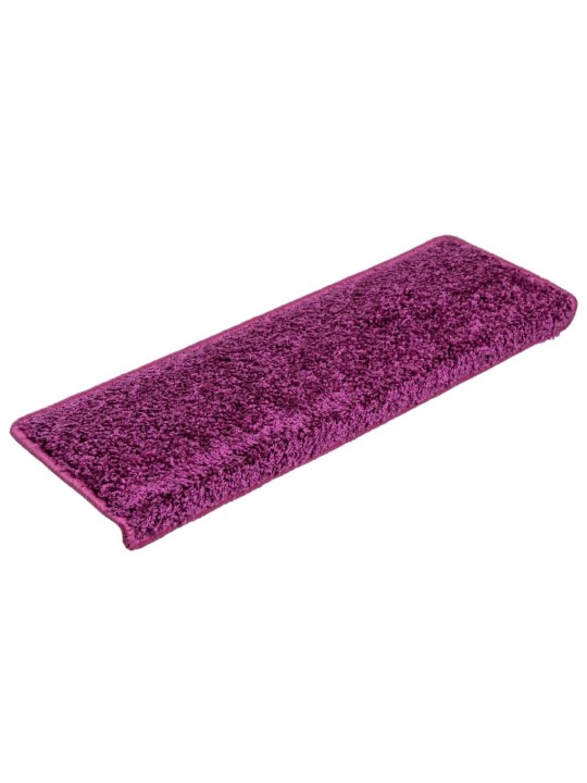 Kobercové nášlapy na schody 15 ks 65x21x4 cm fialové