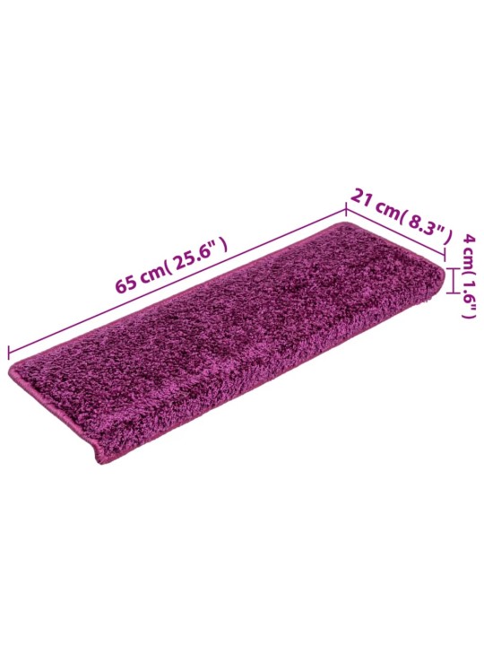 Kobercové nášlapy na schody 15 ks 65x21x4 cm fialové