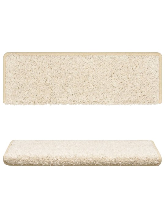 Kobercové nášlapy na schody 15 ks 65x21x4 cm bílé