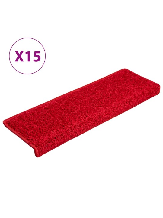 Kobercové nášlapy na schody 15 ks 65x21x4 cm červené