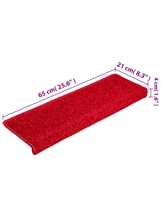 Kobercové nášlapy na schody 15 ks 65x21x4 cm červené